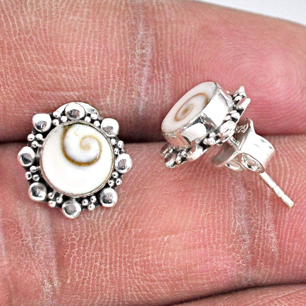 4.34cts natural white shiva eye 925 sterling silver stud earrings jewelry r55146