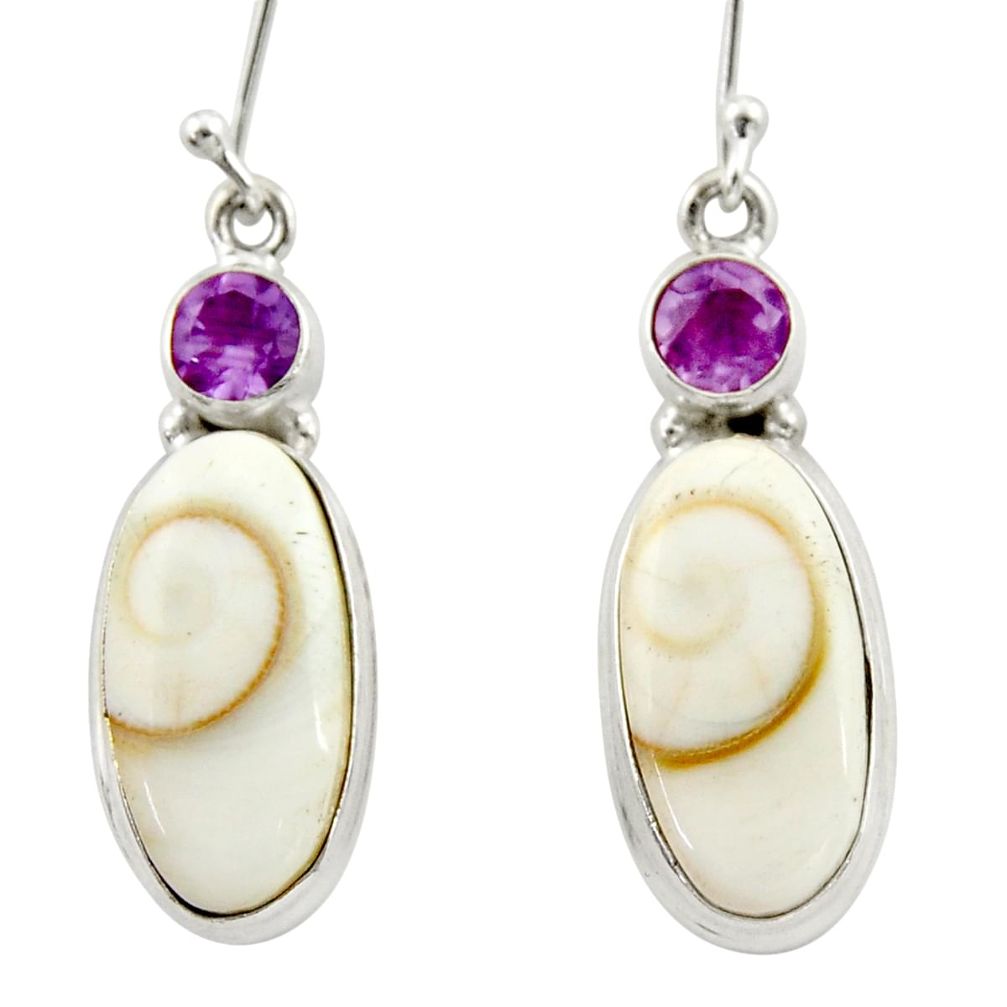  white shiva eye amethyst 925 silver dangle earrings d39921