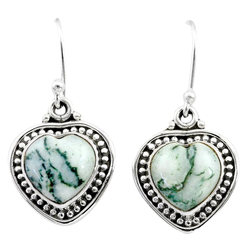 8.53cts natural white tree agate 925 sterling silver dangle earrings t41501