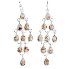 14.81cts natural white wild horse magnesite 925 silver chandelier earrings y4278