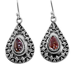 4.13cts natural white wild horse magnesite 925 silver dangle earrings n37311