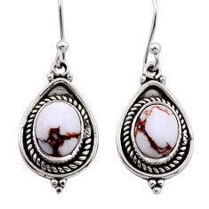 7.33cts natural white wild horse magnesite 925 silver dangle earrings n51907