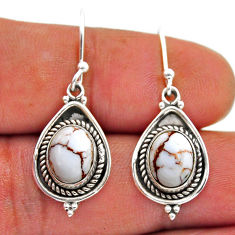 5.97cts natural white wild horse magnesite 925 silver dangle earrings n52334