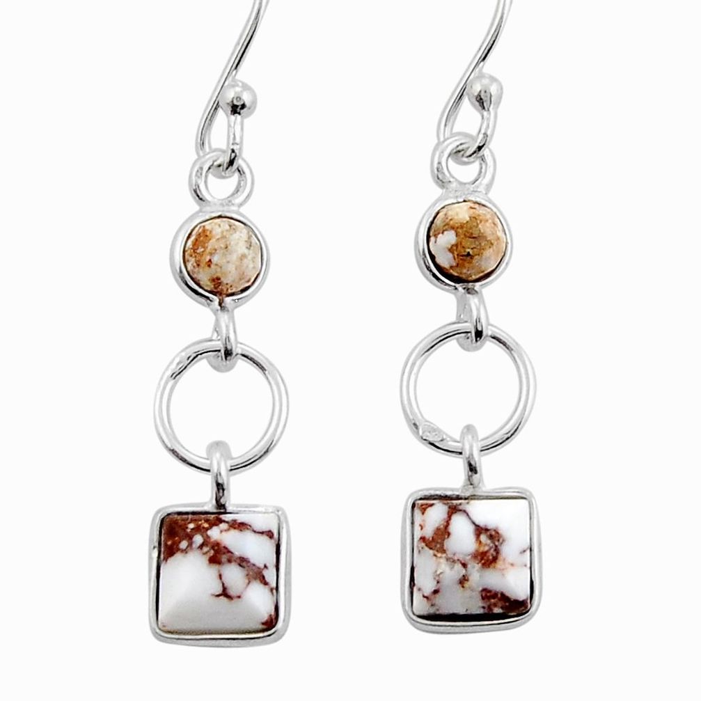 4.88cts natural white wild horse magnesite 925 silver dangle earrings y25178