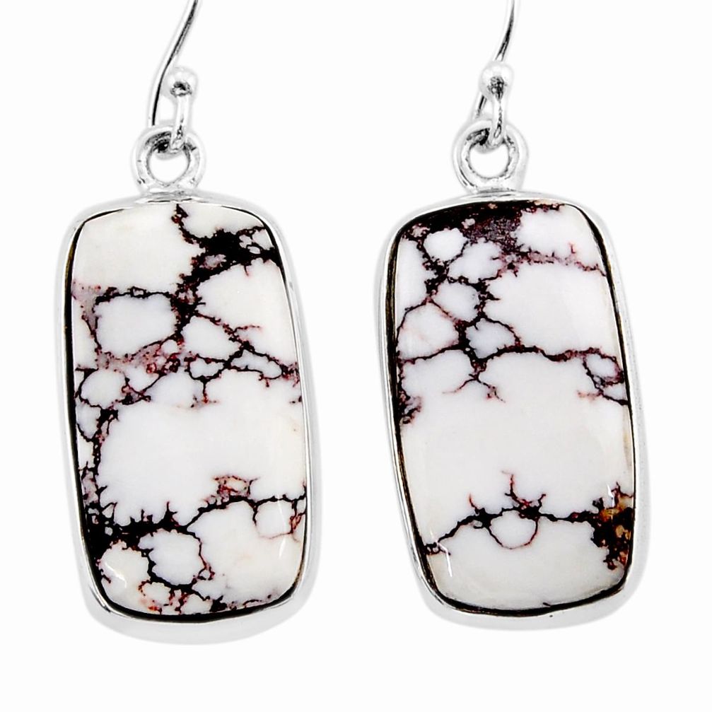 17.29cts natural white wild horse magnesite 925 silver dangle earrings y63853