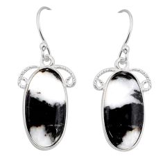 10.84cts natural white zebra jasper 925 sterling silver dangle earrings y73025