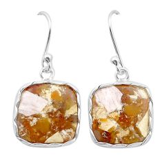 8.57cts natural yellow brecciated mookaite 925 silver dangle earrings u40605