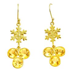 Clearance Sale- 12.18cts natural yellow citrine 925 silver sterling dangle earrings p91292