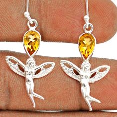 3.32cts natural yellow citrine 925 silver angel wings fairy earrings t85329