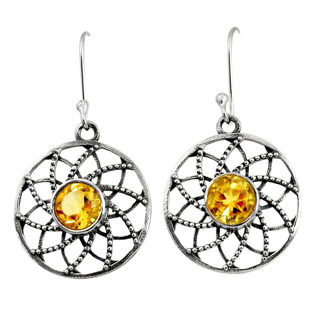 yellow citrine 925 sterling silver dangle earrings d40137