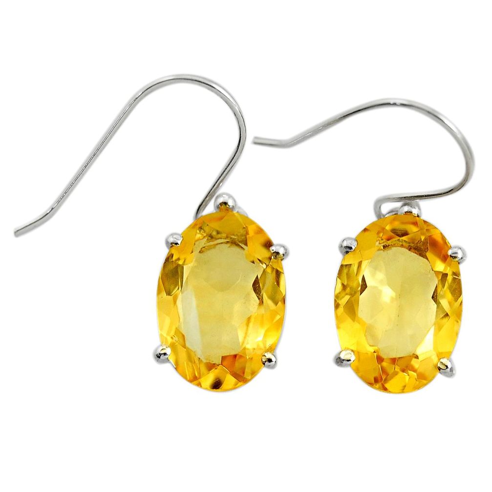 10.65cts natural yellow citrine 925 sterling silver dangle earrings r25826