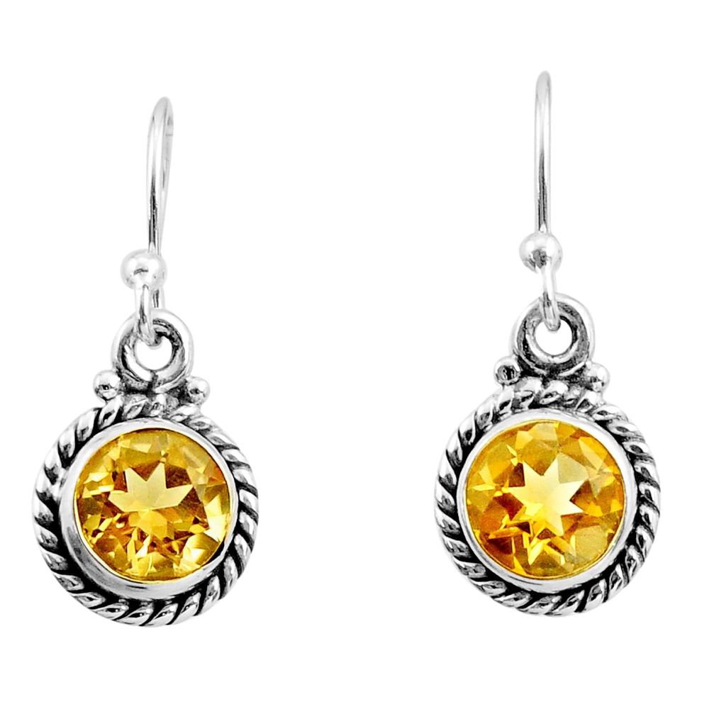 4.62cts natural yellow citrine 925 sterling silver dangle earrings r26727
