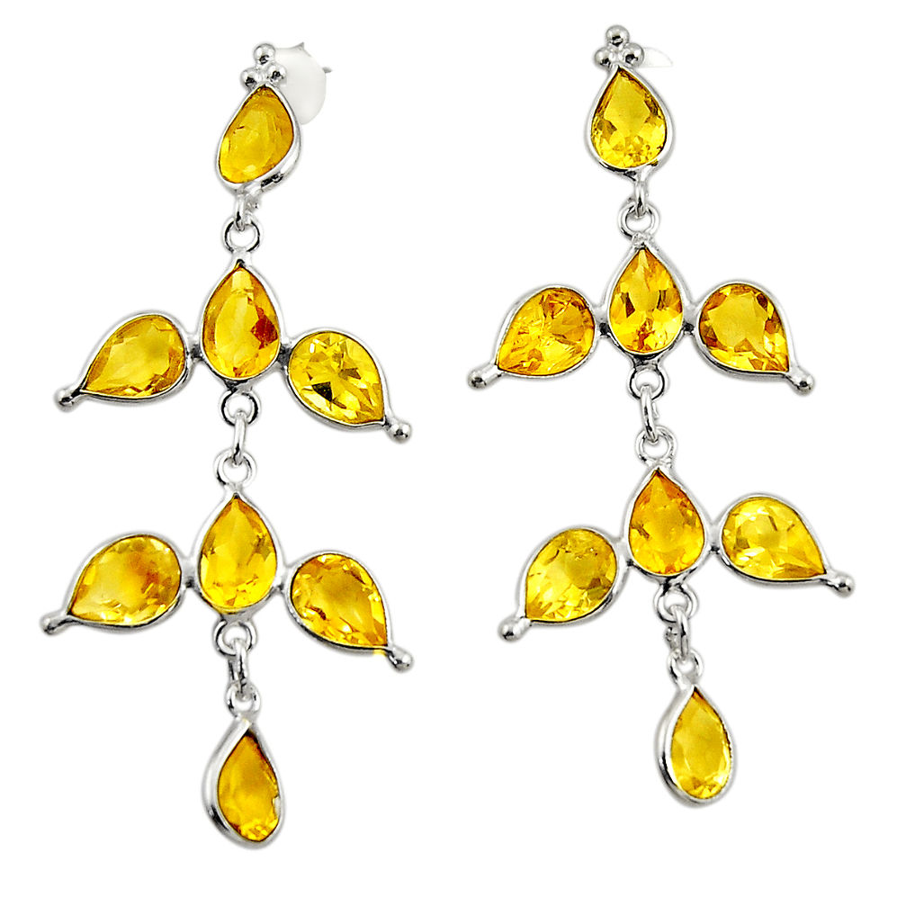 12.96cts natural yellow citrine 925 sterling silver dangle earrings r33081