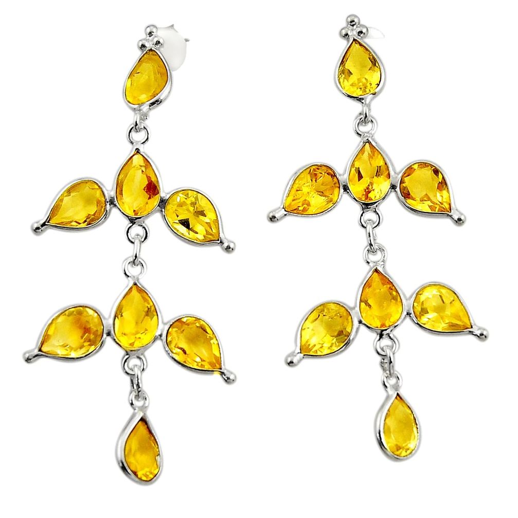 12.35cts natural yellow citrine 925 sterling silver dangle earrings r33083