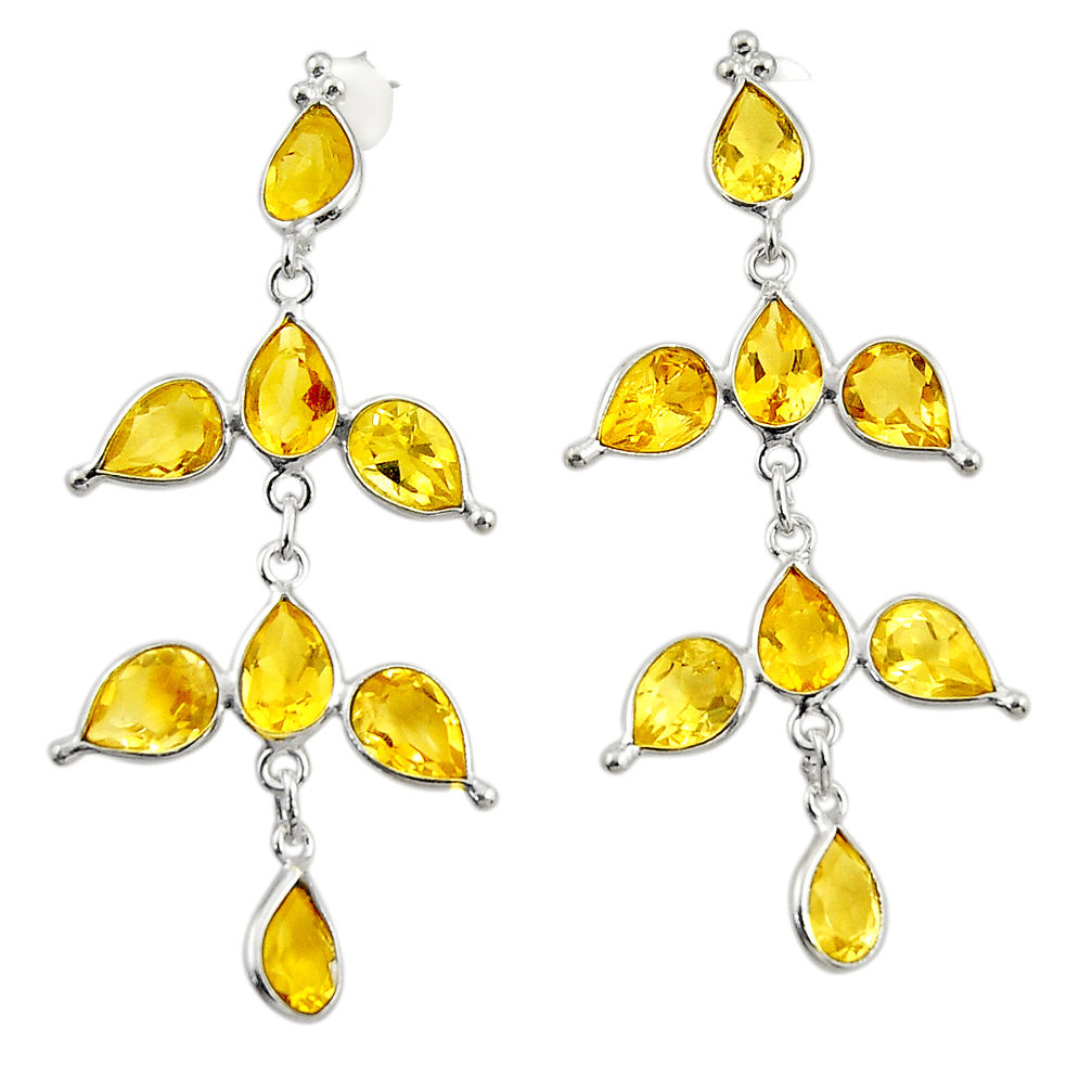 12.38cts natural yellow citrine 925 sterling silver dangle earrings r33088