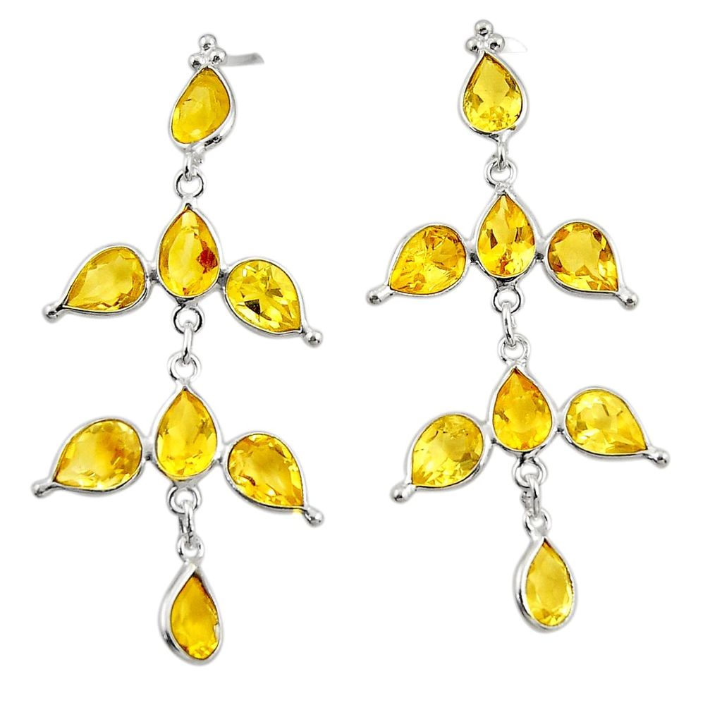 13.60cts natural yellow citrine 925 sterling silver dangle earrings r33120