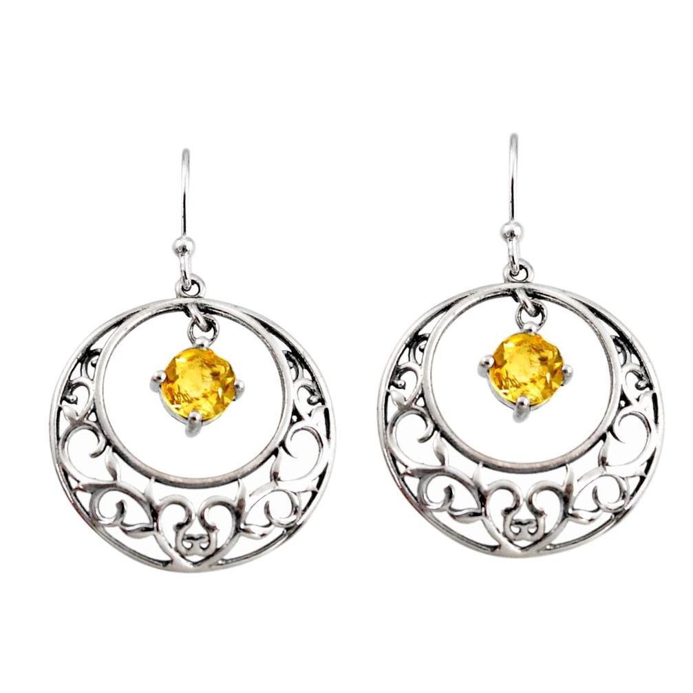 2.50cts natural yellow citrine 925 sterling silver dangle earrings r36790
