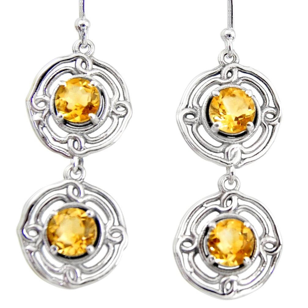 5.30cts natural yellow citrine 925 sterling silver dangle earrings r36841