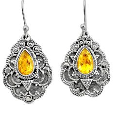 4.02cts natural yellow citrine 925 sterling silver dangle earrings t86816