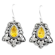 4.10cts natural yellow citrine 925 sterling silver dangle earrings u28158