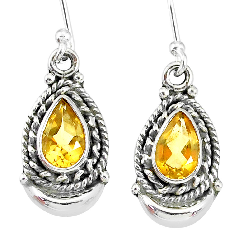 4.50cts natural yellow citrine 925 sterling silver dangle moon earrings r89264