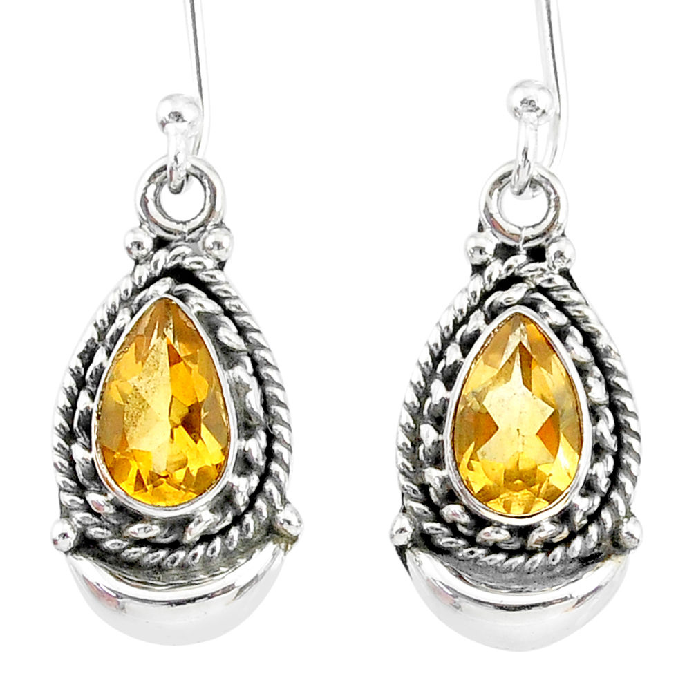 4.47cts natural yellow citrine 925 sterling silver dangle moon earrings r89287