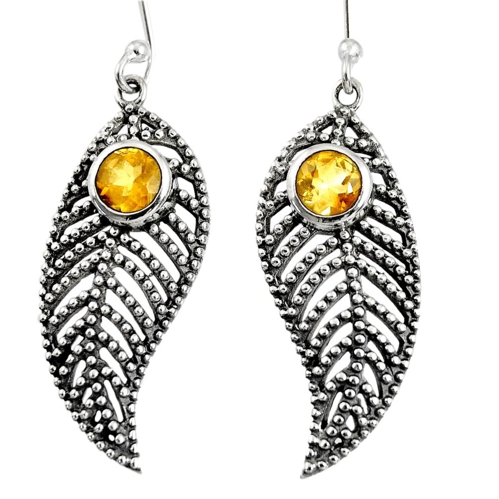 yellow citrine 925 sterling silver deltoid leaf earrings d45726