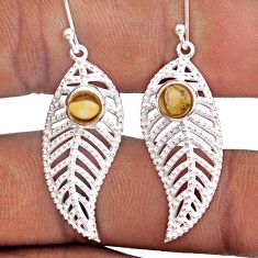 1.71cts natural yellow citrine 925 sterling silver deltoid leaf earrings t91708