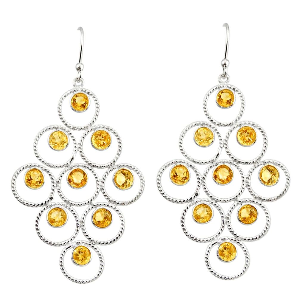 7.66cts natural yellow citrine 925 sterling silver earrings jewelry r38765