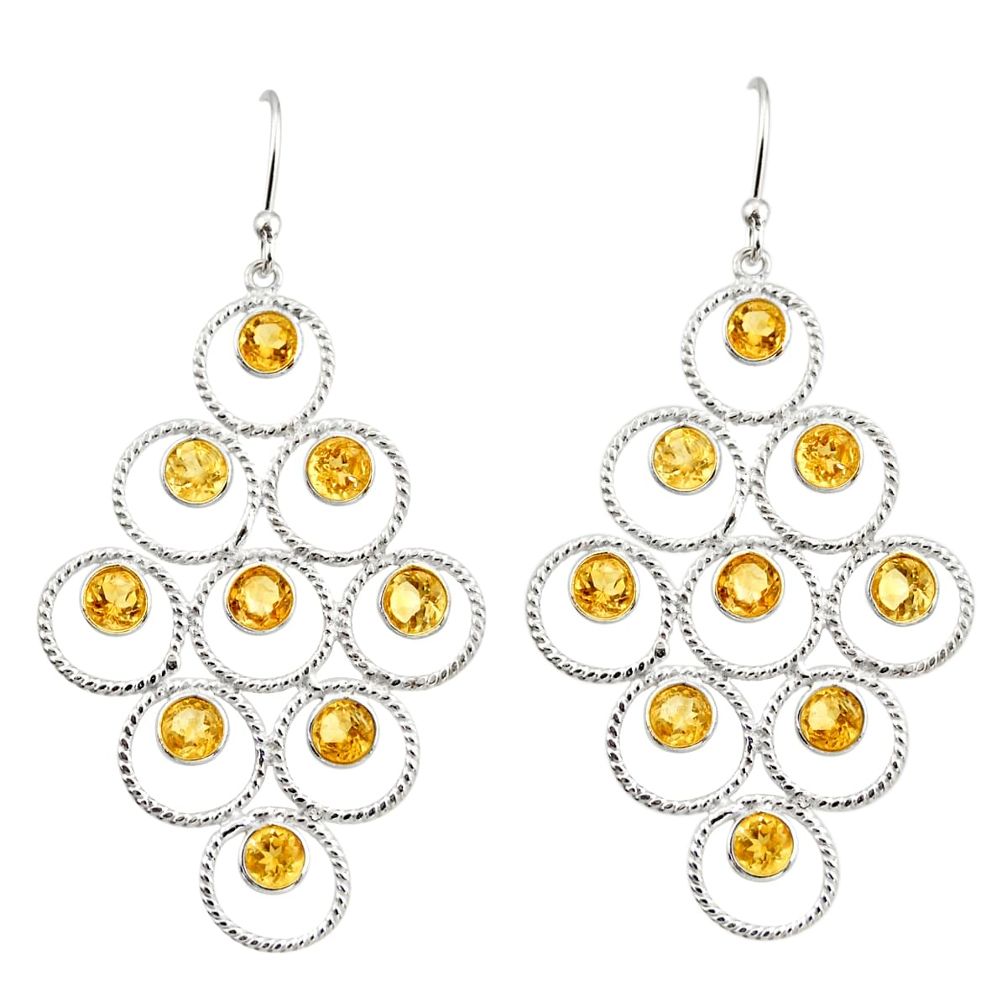 7.40cts natural yellow citrine 925 sterling silver earrings jewelry r38767