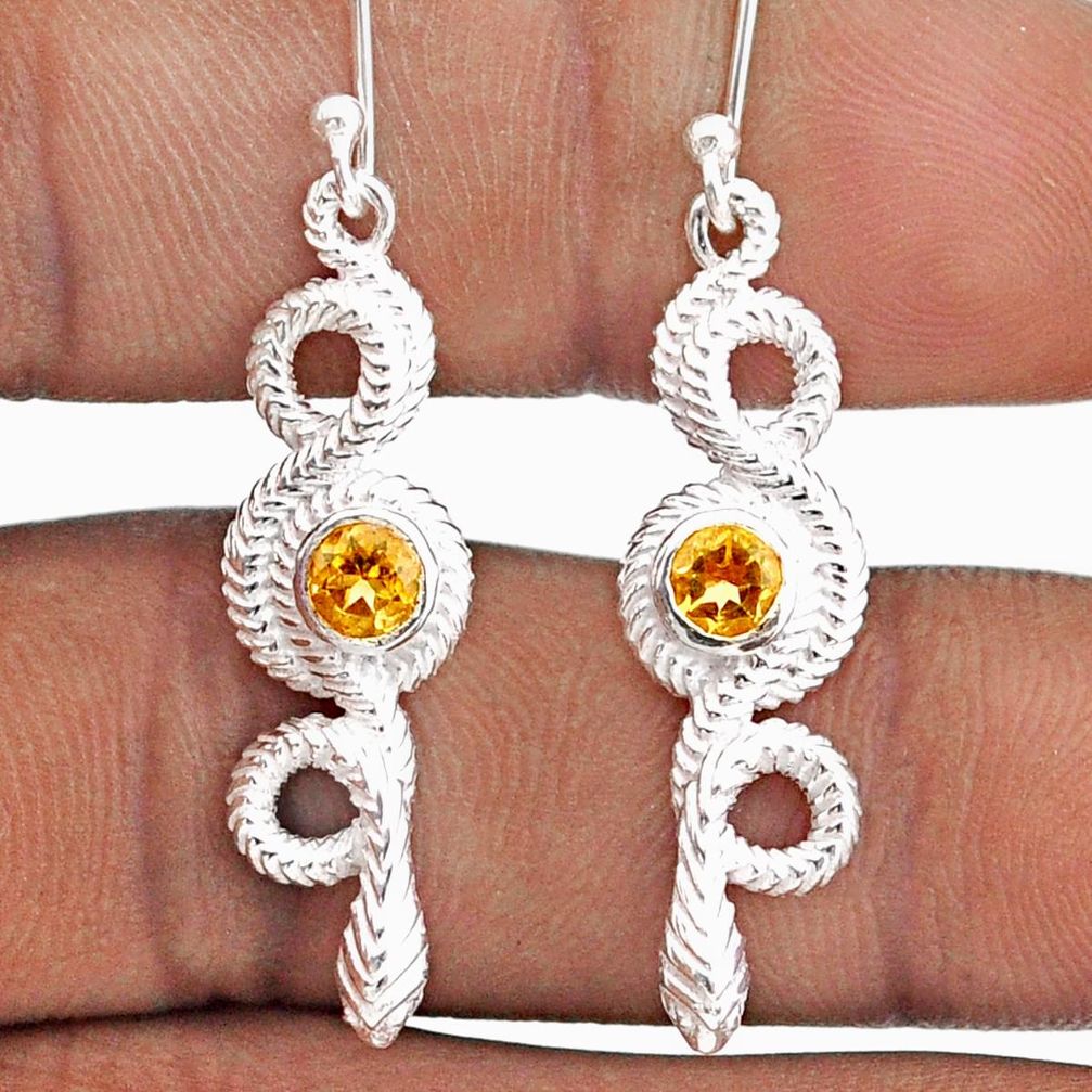 1.84cts natural yellow citrine 925 sterling silver snake earrings jewelry t91715