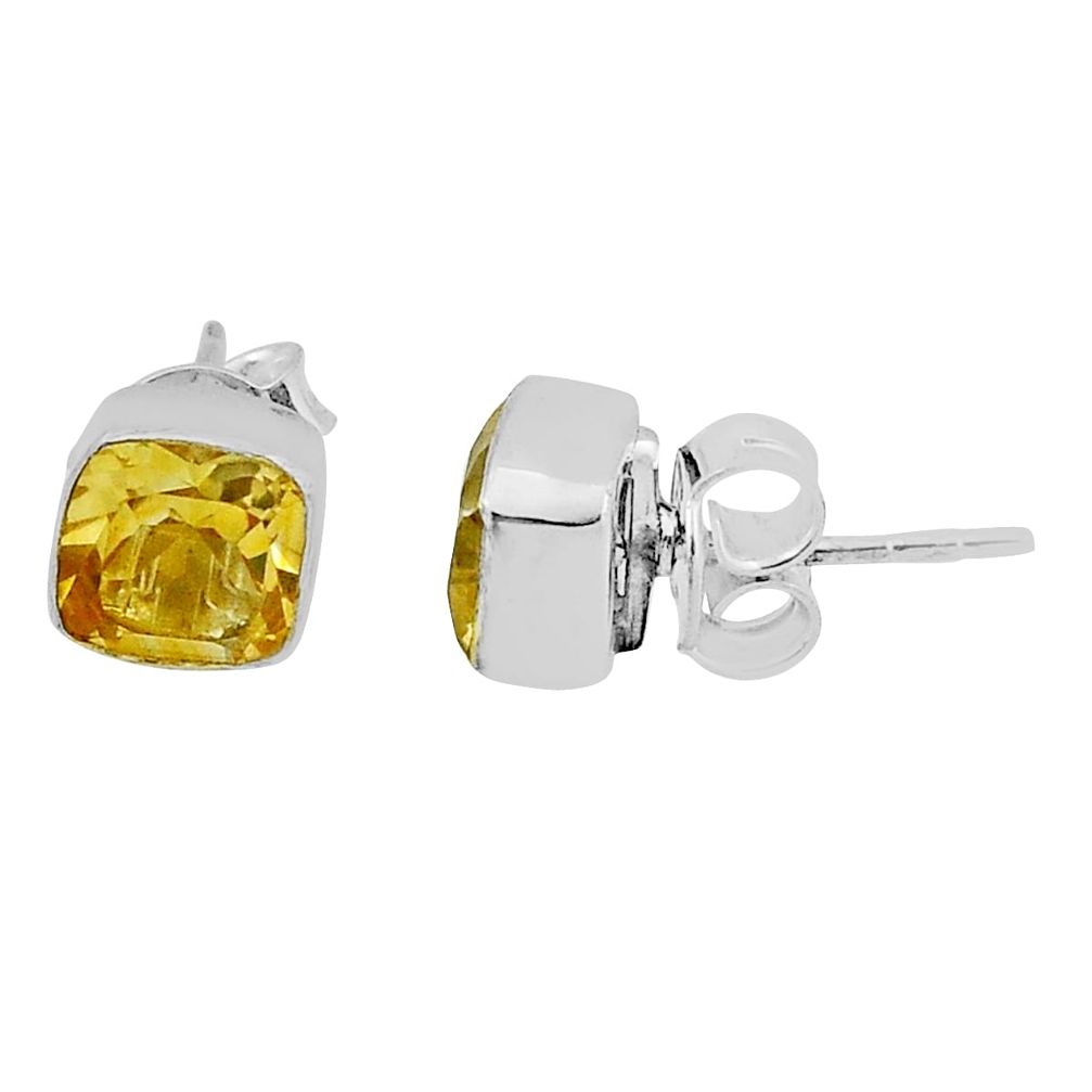 4.81cts natural yellow citrine 925 sterling silver stud earrings jewelry n37424