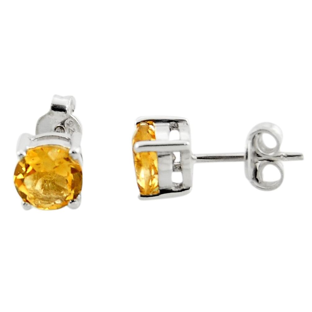 4.82cts natural yellow citrine 925 sterling silver stud earrings jewelry r43566