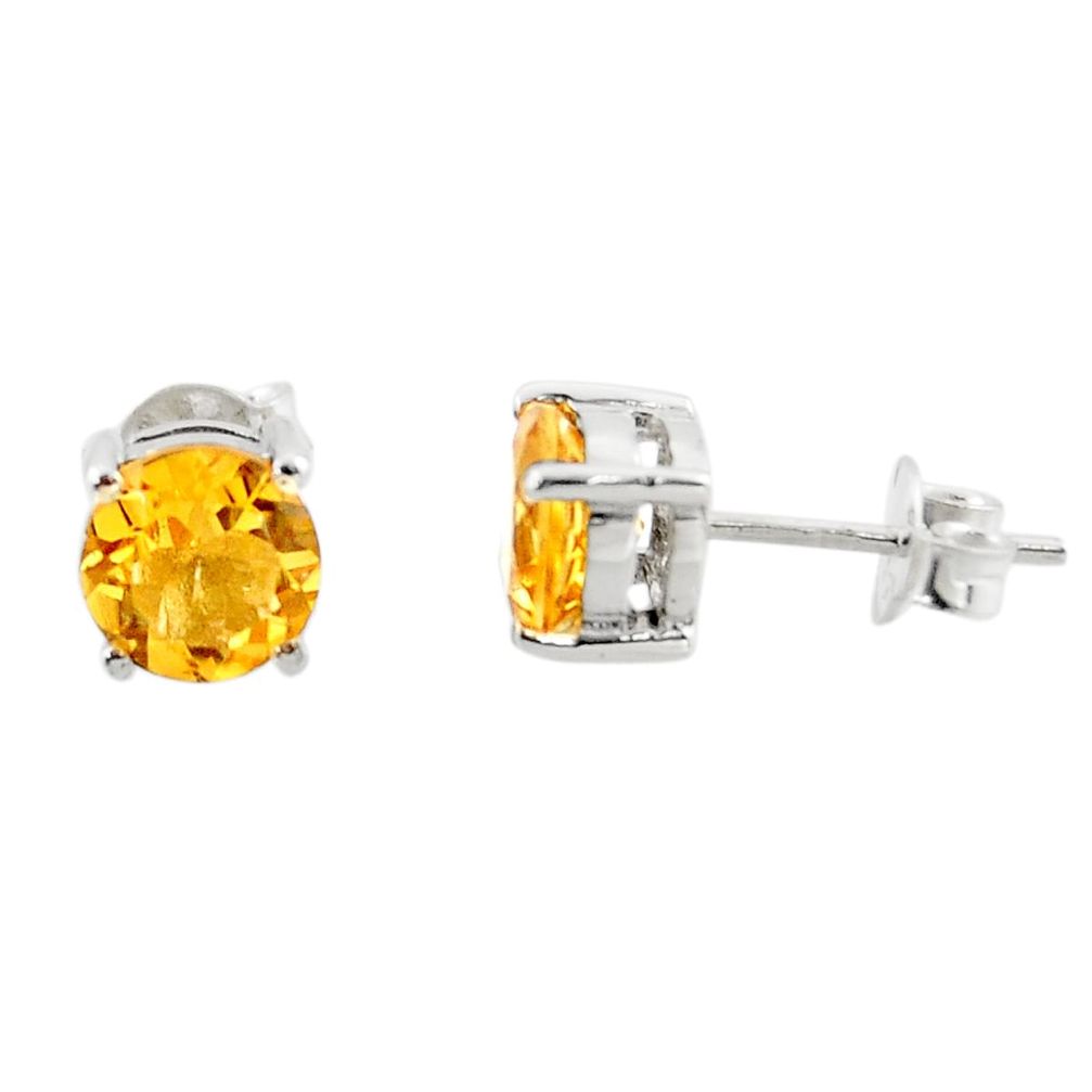 4.62cts natural yellow citrine 925 sterling silver stud earrings jewelry r43584