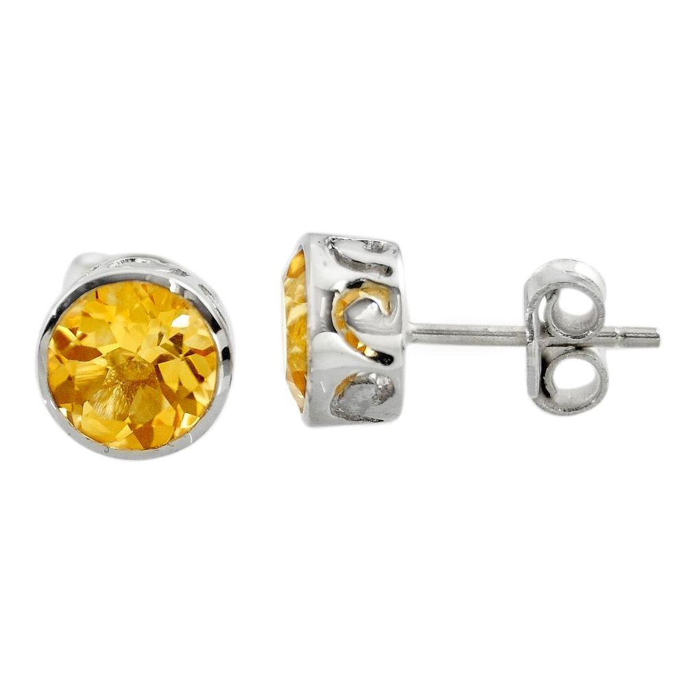 4.67cts natural yellow citrine 925 sterling silver stud earrings jewelry r45501