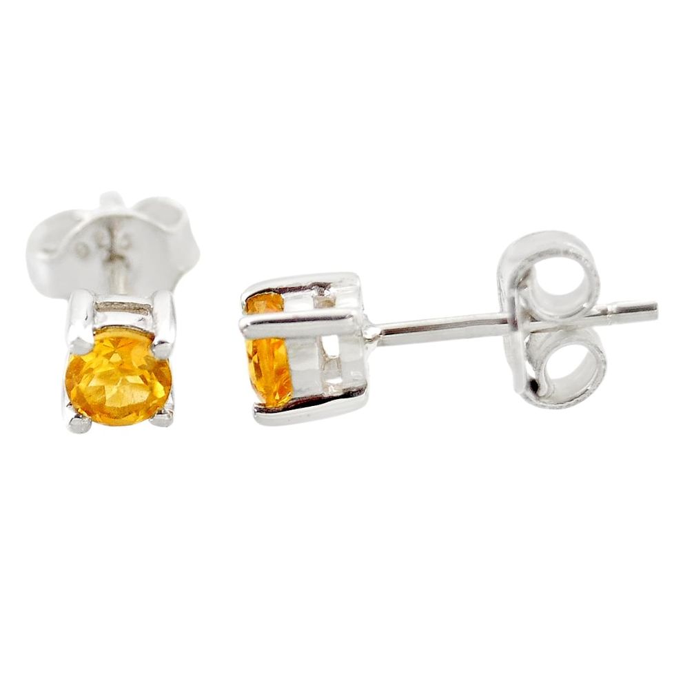 1.07cts natural yellow citrine 925 sterling silver stud earrings jewelry r45625