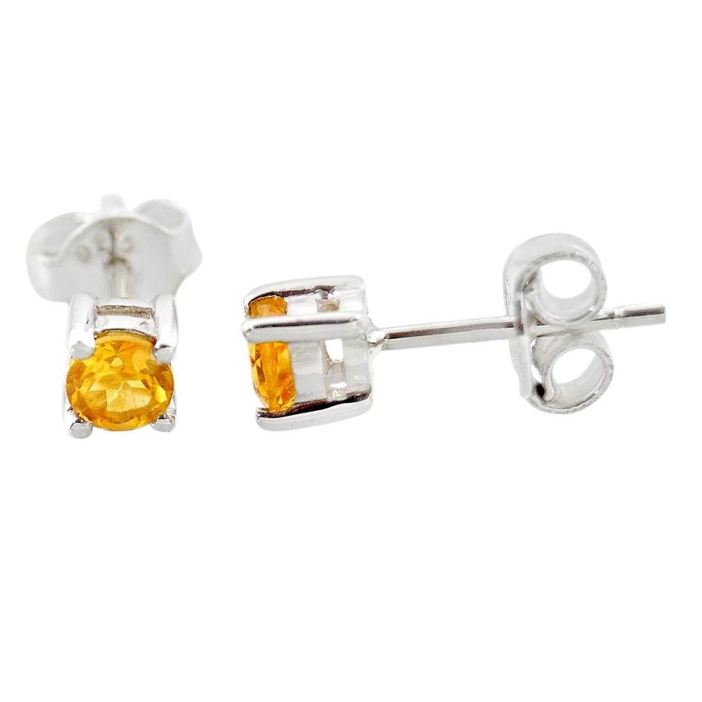 1.05cts natural yellow citrine 925 sterling silver stud earrings jewelry r45626