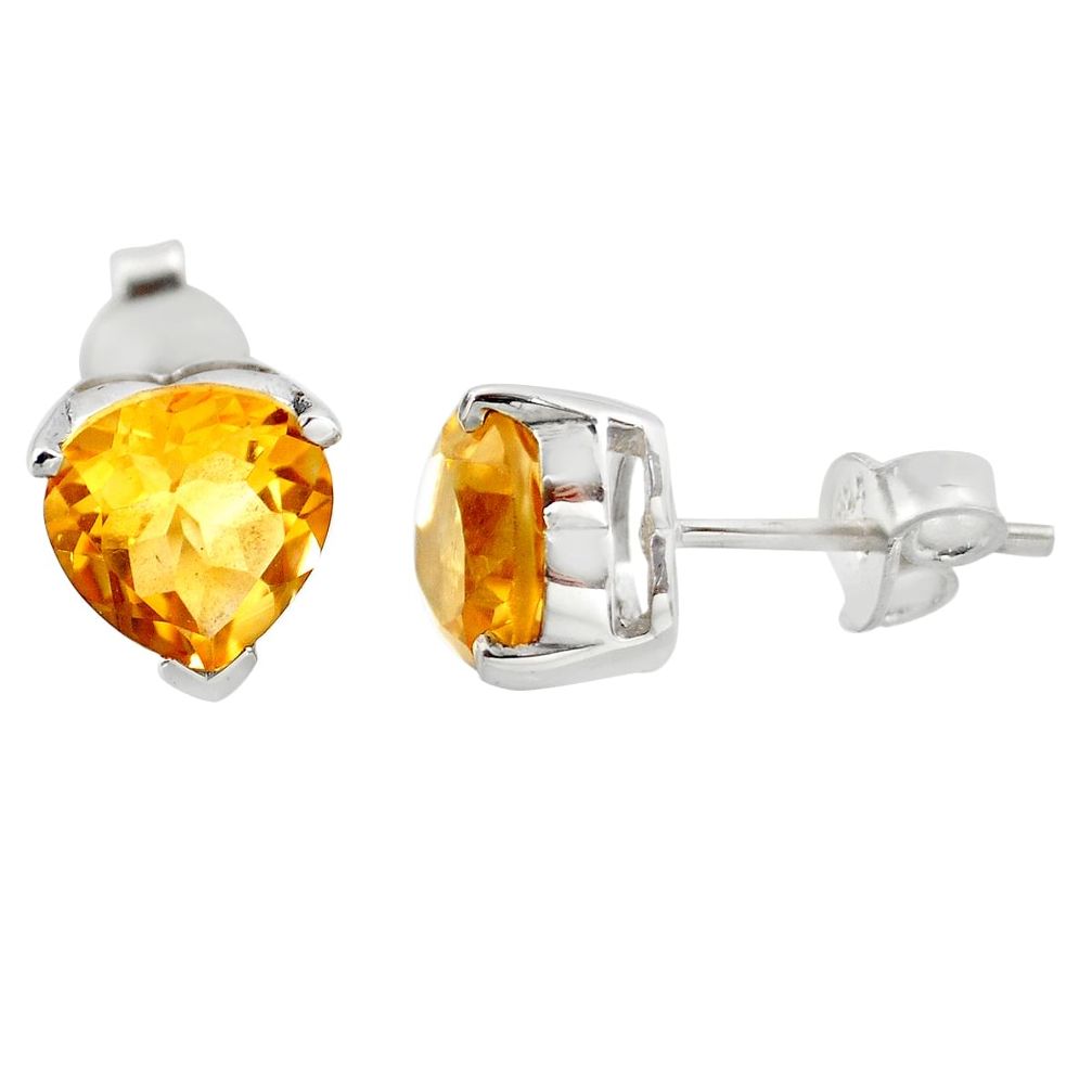 5.00cts natural yellow citrine 925 sterling silver stud earrings jewelry r45783