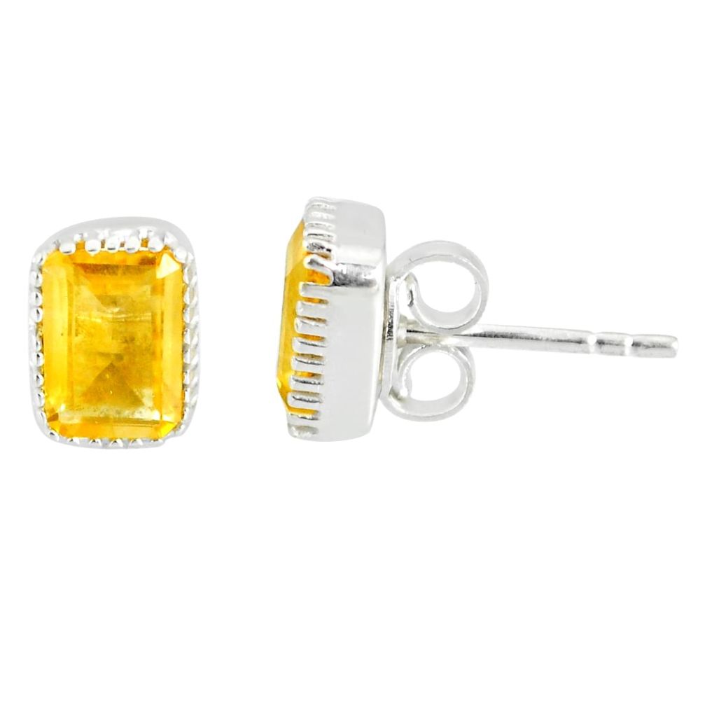 3.21cts natural yellow citrine 925 sterling silver stud earrings jewelry r77082