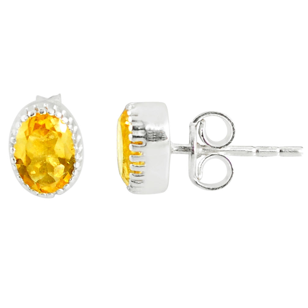 2.80cts natural yellow citrine 925 sterling silver stud earrings jewelry r77129