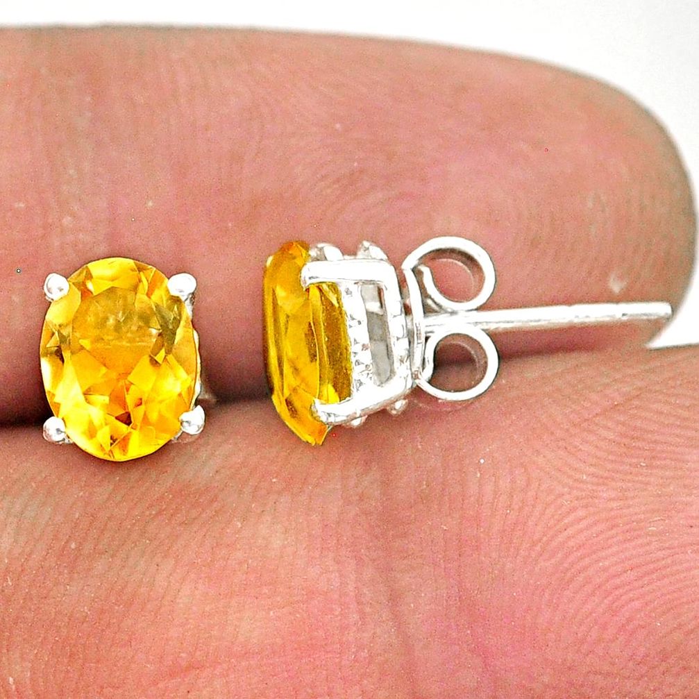 4.16cts natural yellow citrine 925 sterling silver handmade stud earring r83681