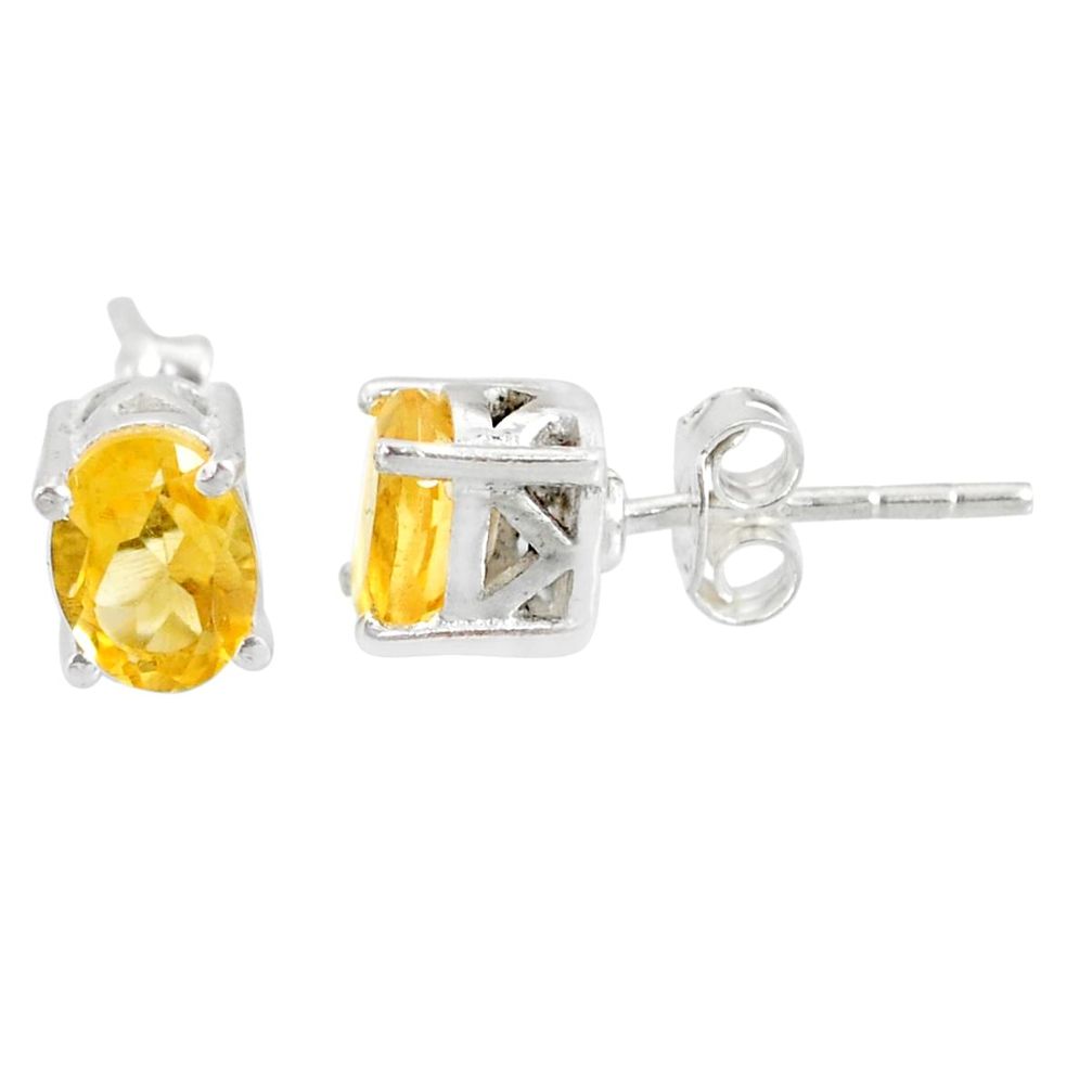 3.39cts natural yellow citrine 925 sterling silver stud earrings jewelry r87428