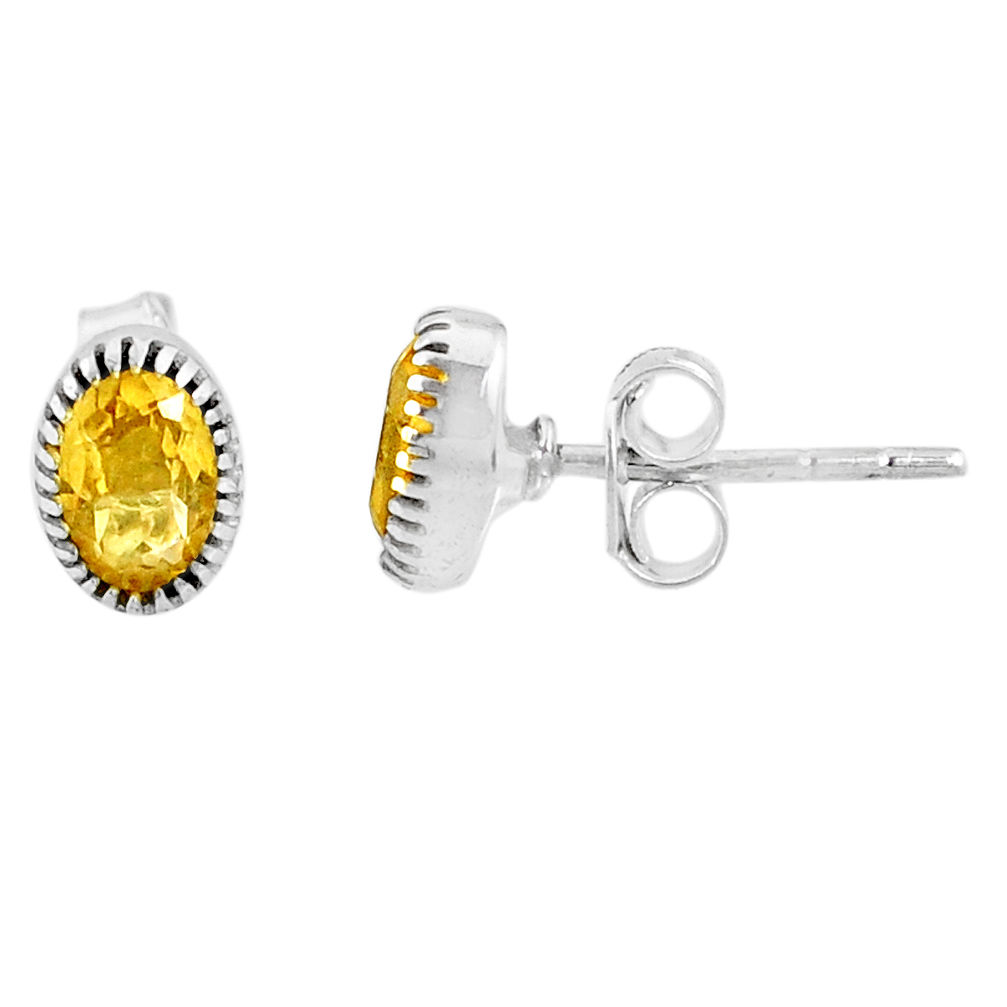 2.39cts natural yellow citrine 925 sterling silver stud earrings jewelry r87481