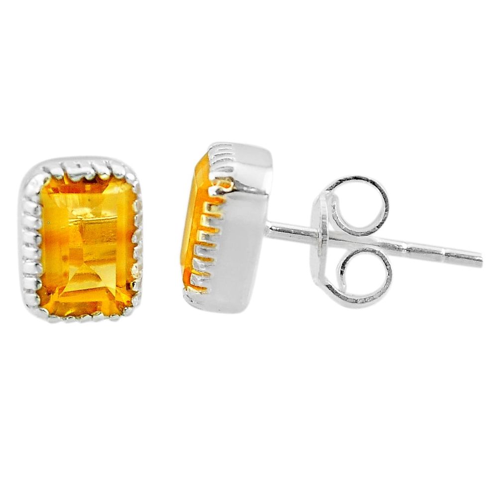 2.99cts natural yellow citrine 925 sterling silver stud earrings jewelry t22252