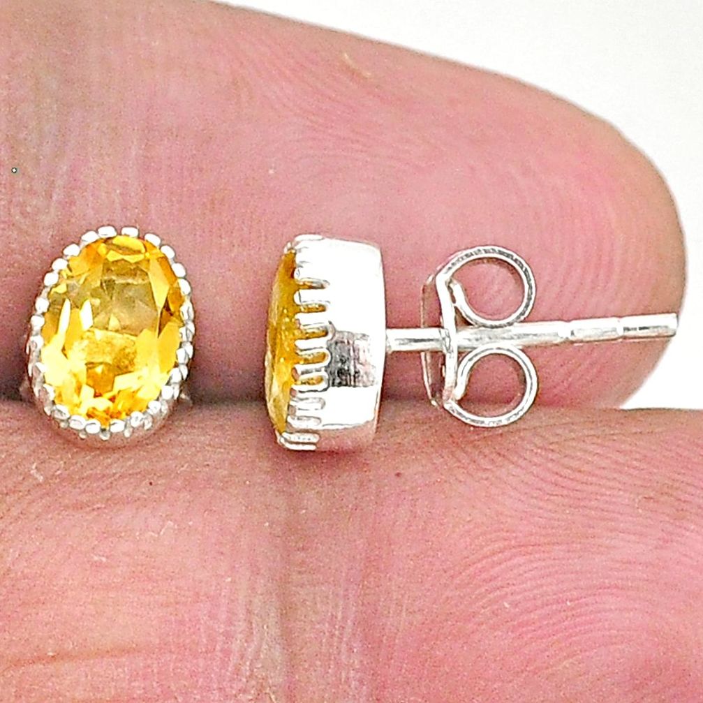 3.50cts natural yellow citrine 925 sterling silver stud earrings jewelry t4449