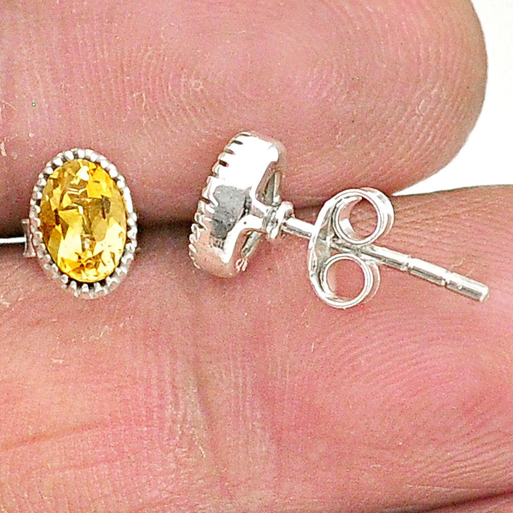1.79cts natural yellow citrine 925 sterling silver stud earrings jewelry t4563