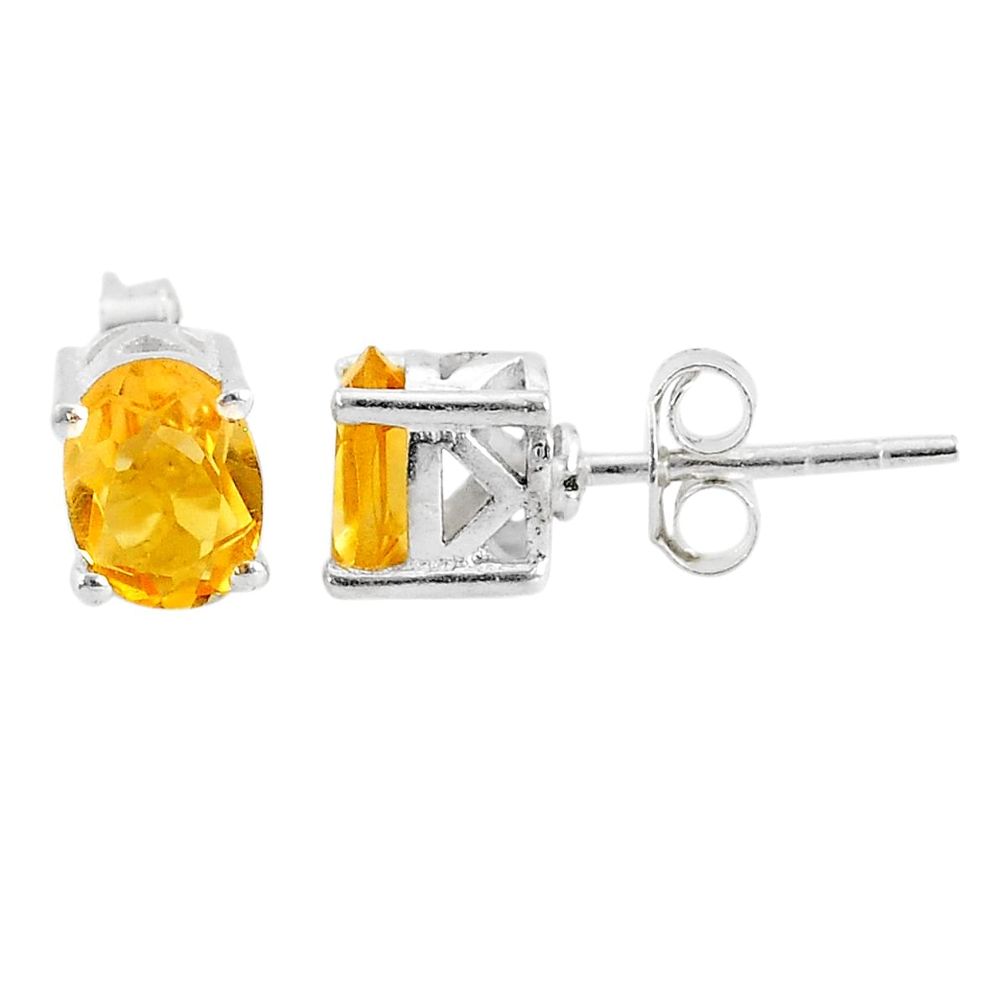 3.06cts natural yellow citrine 925 sterling silver stud earrings jewelry t4865