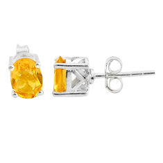 3.09cts natural yellow citrine 925 sterling silver stud earrings jewelry t4866