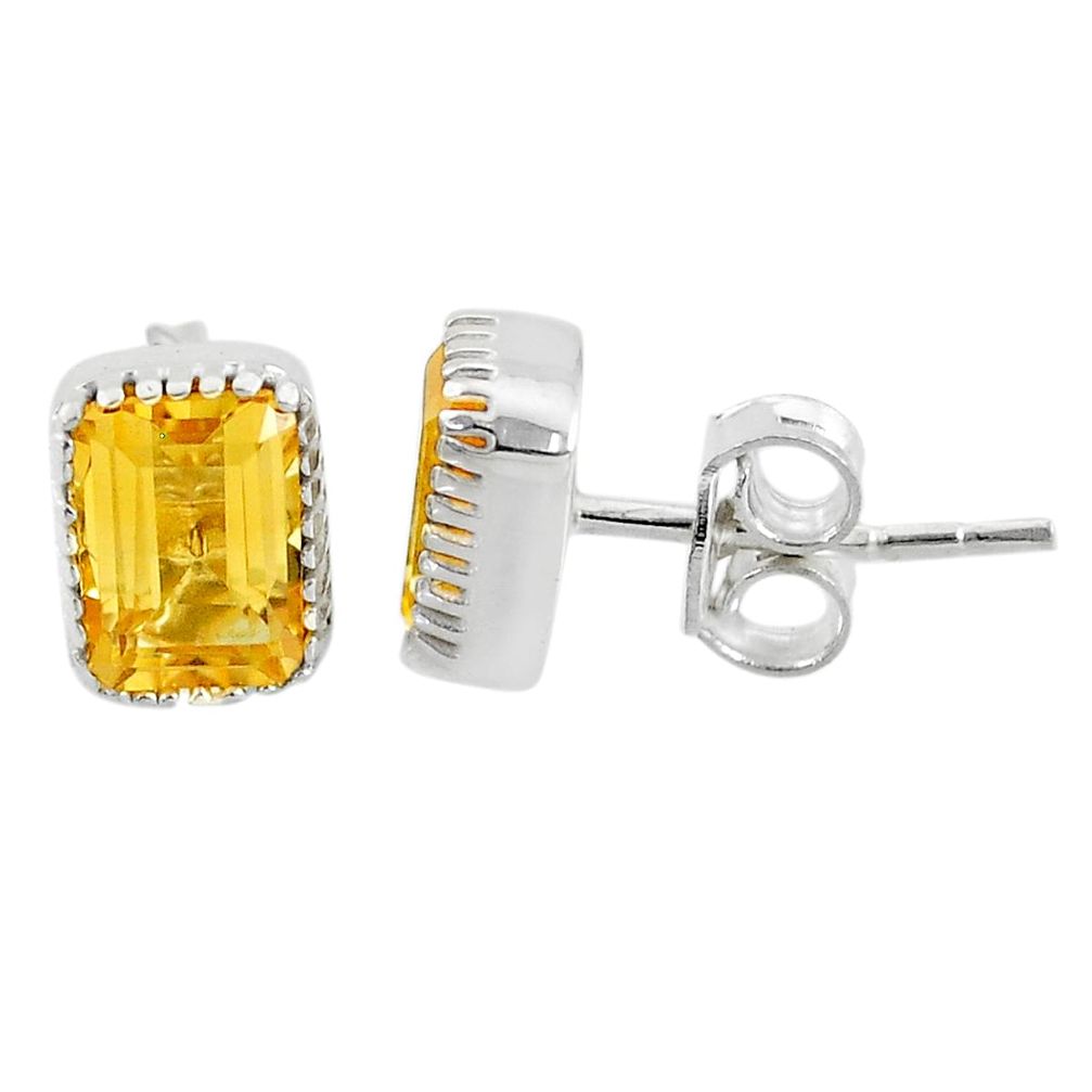 2.81cts natural yellow citrine 925 silver handmade stud earrings jewelry t7376
