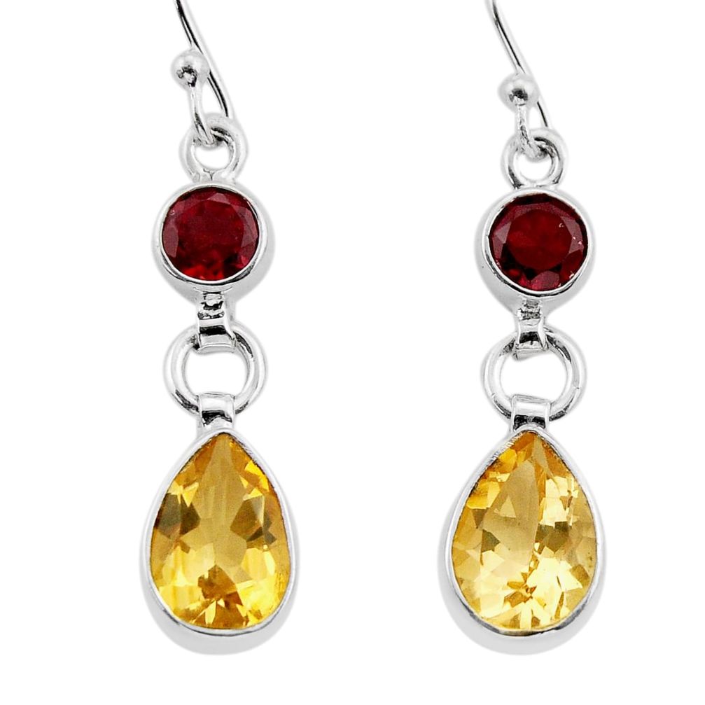 8.38cts natural yellow citrine garnet 925 sterling silver dangle earrings y62771